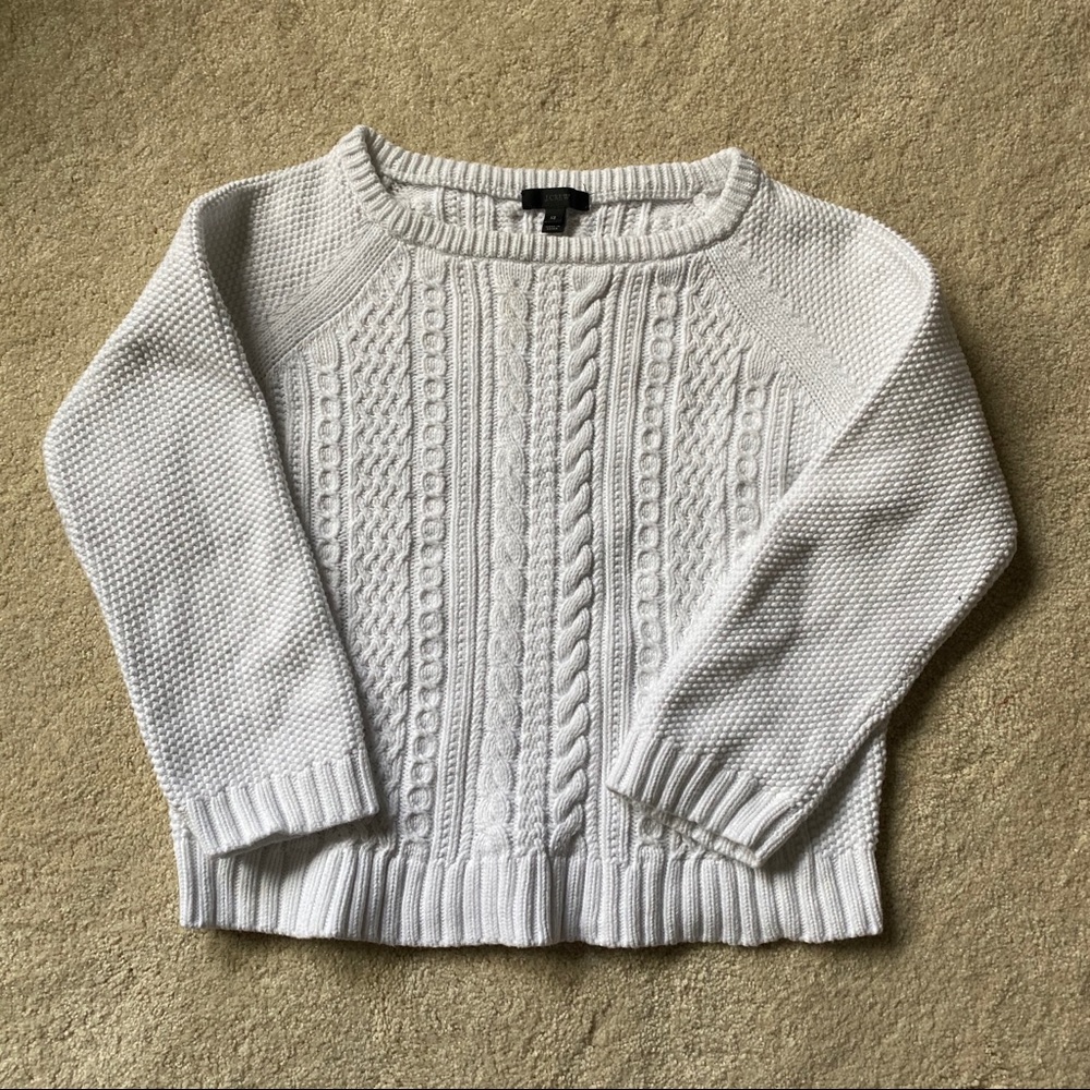 J. Crew women’s white boat neck cable knit sweater